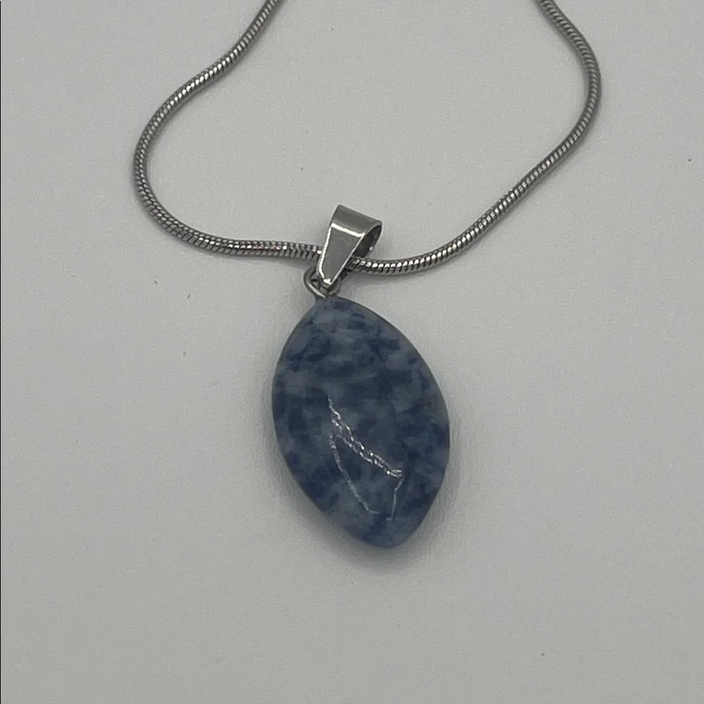 Elegant Silver and Blue Sodalite Pendant Necklace